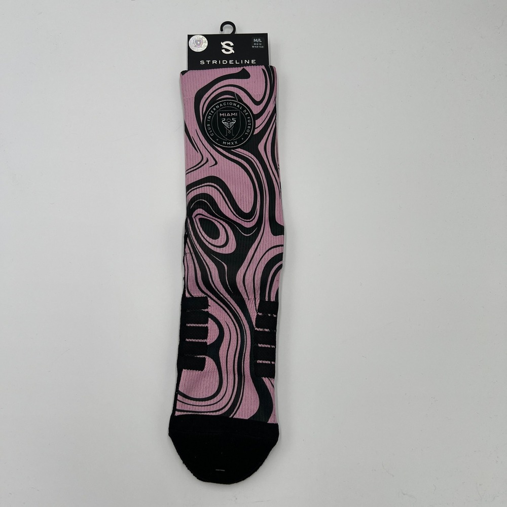 Strideline Inter Miami CF‎ MLS Crew Socks Oil Slick Pink Black Mens M/L